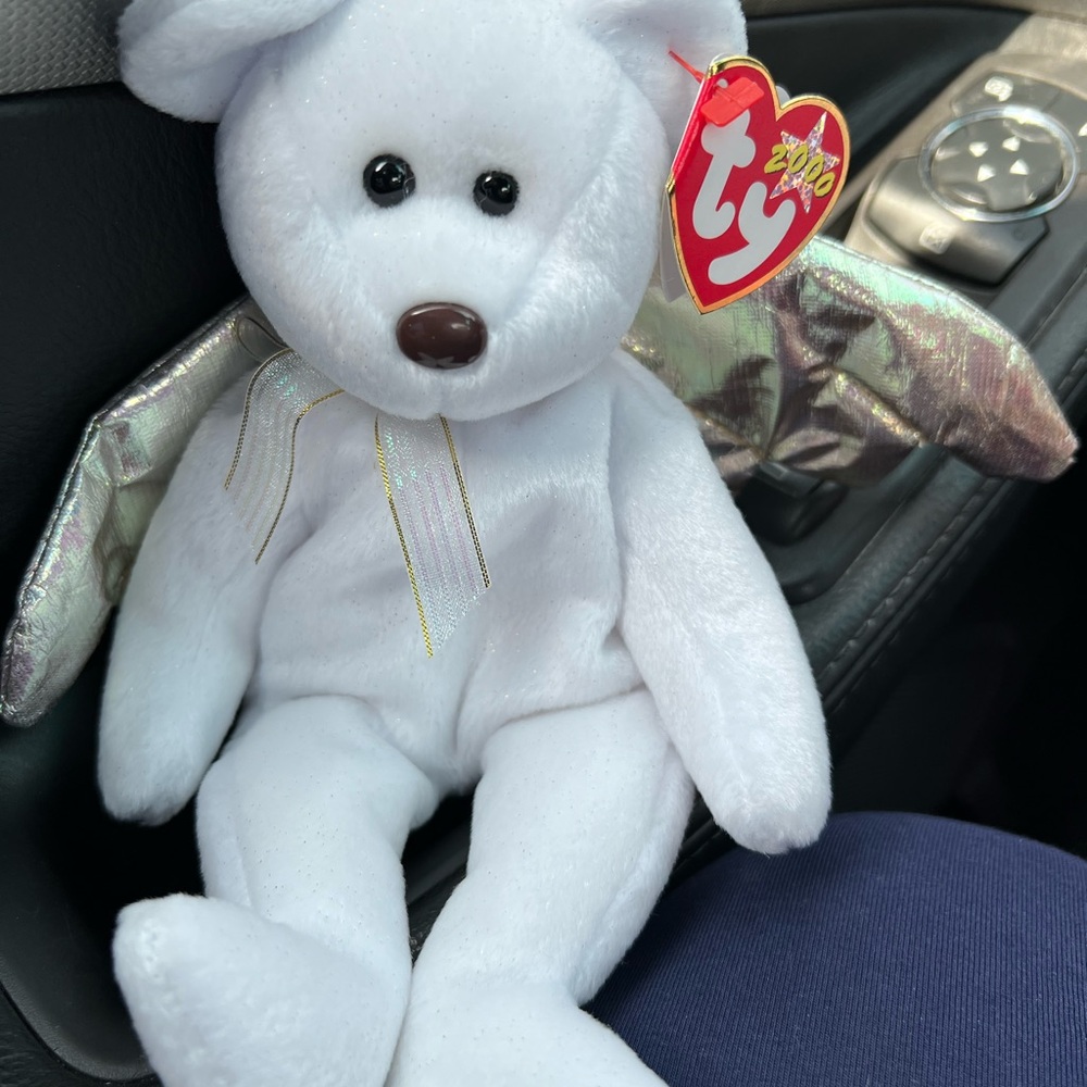 Ty HALO II White Angel Bear with Shimmering Wings